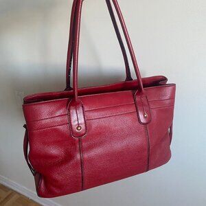 Red Genuine Leather Large Shoulder/ Tote Bag